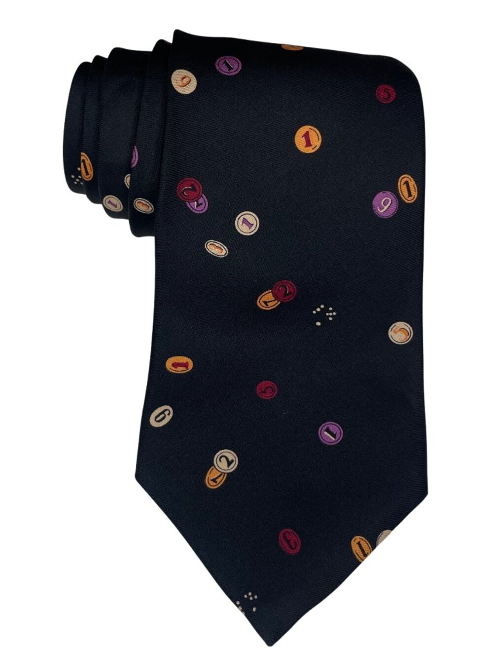 Claiborne Vintage Indie Sleaze Silk Tie Black Poker Chips Coins Gaming Retro